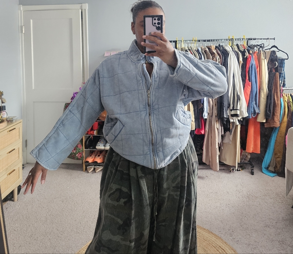 Free People Dolman Quilted Jacket, Light Blue - Picture 3 of 10